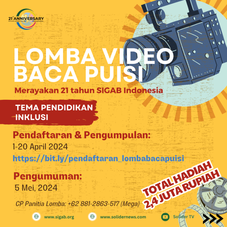 Rayakan Ulang Tahun ke – 21, SIGAB Indonesia Selenggarakan Lomba Video Baca Puisi